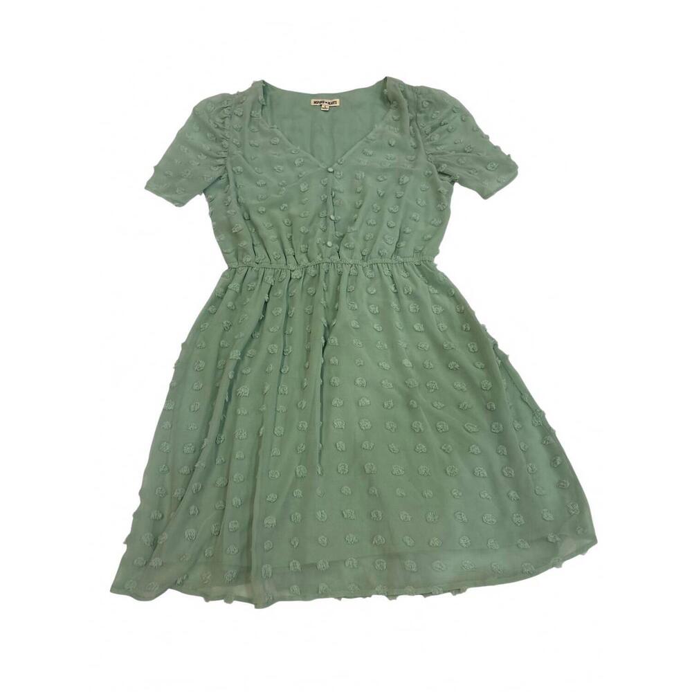 NEW INSPIRED HEARTS junior girls swiss dots mini dress in sage/mint green